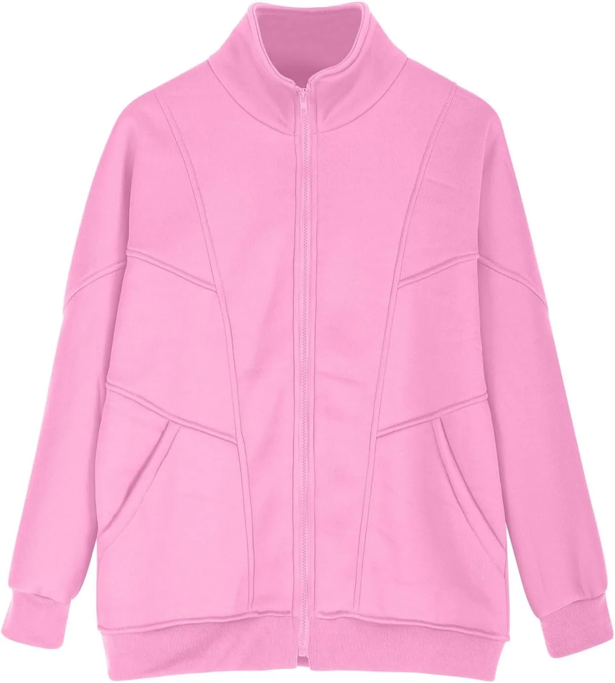 SMIDOW Full Zip Up Sweatshirts For Women Trendy 2024 Oversized Fleece Lightweight Hoodie Jacket Fall Preppy Teen Girls Outfit