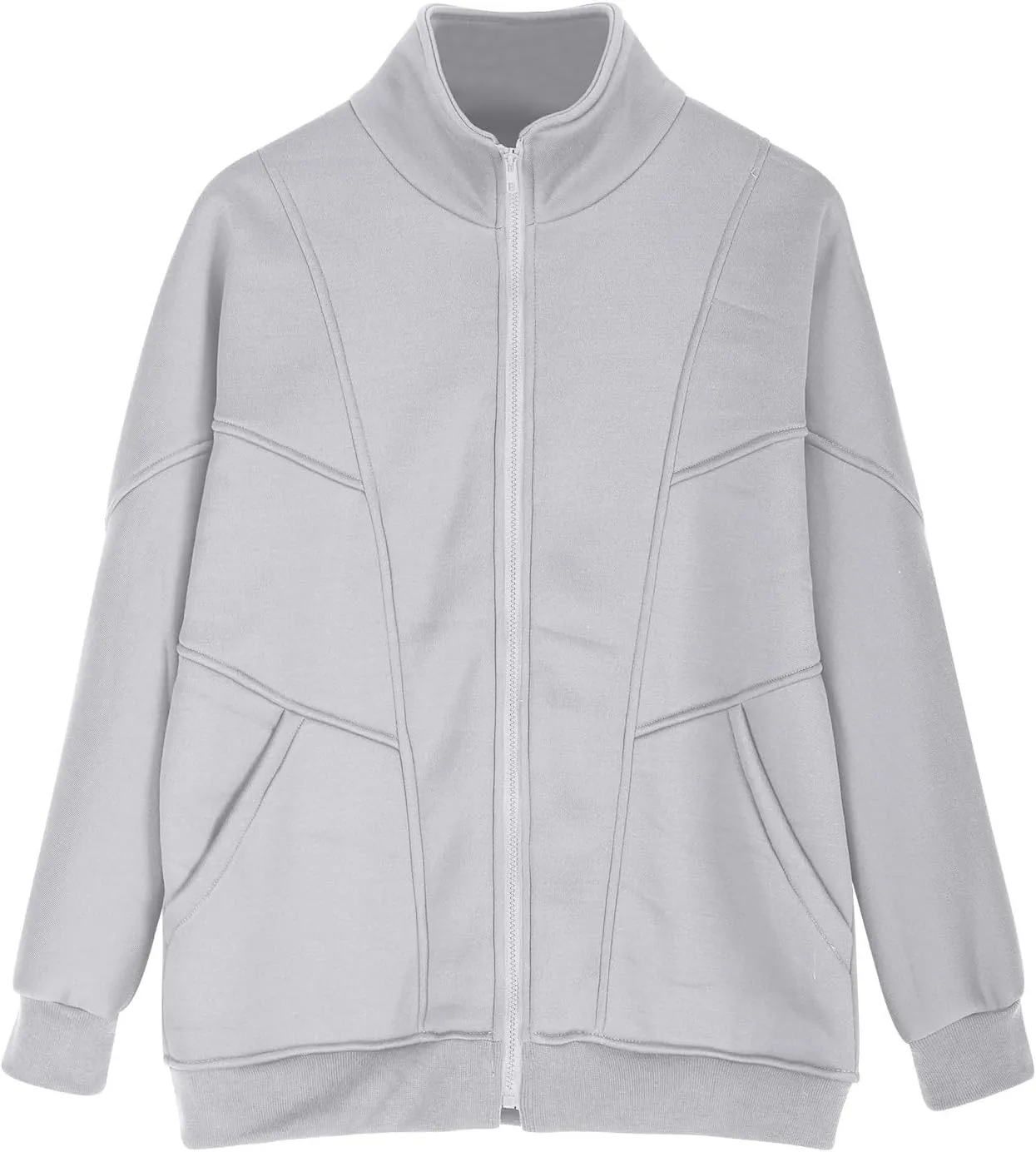 SMIDOW Full Zip Up Sweatshirts For Women Trendy 2024 Oversized Fleece Lightweight Hoodie Jacket Fall Preppy Teen Girls Outfit