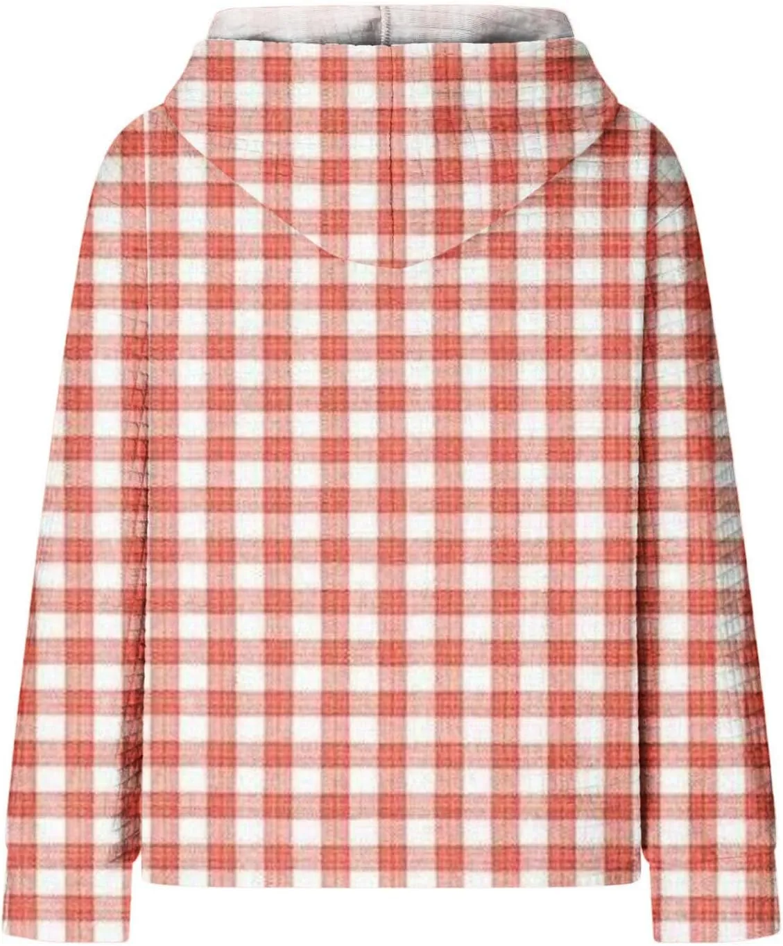 SMIDOW Pliad Waffle Knit Hoodies For Women Fall Fashion 2023 Oversized Drawstring Pullovers Casual Gingham Hooded Sweatshirts