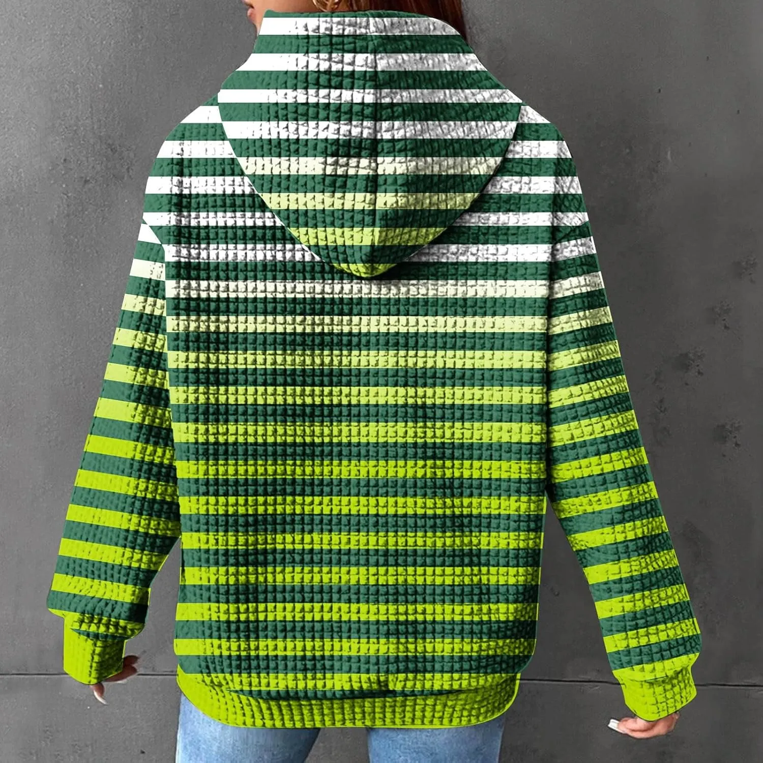 SMIDOW Womens Oversized Hoodies Gradient Color Striped Fall Fashion Pullover Tops Casual Drawstring Hooded Sweatshirts