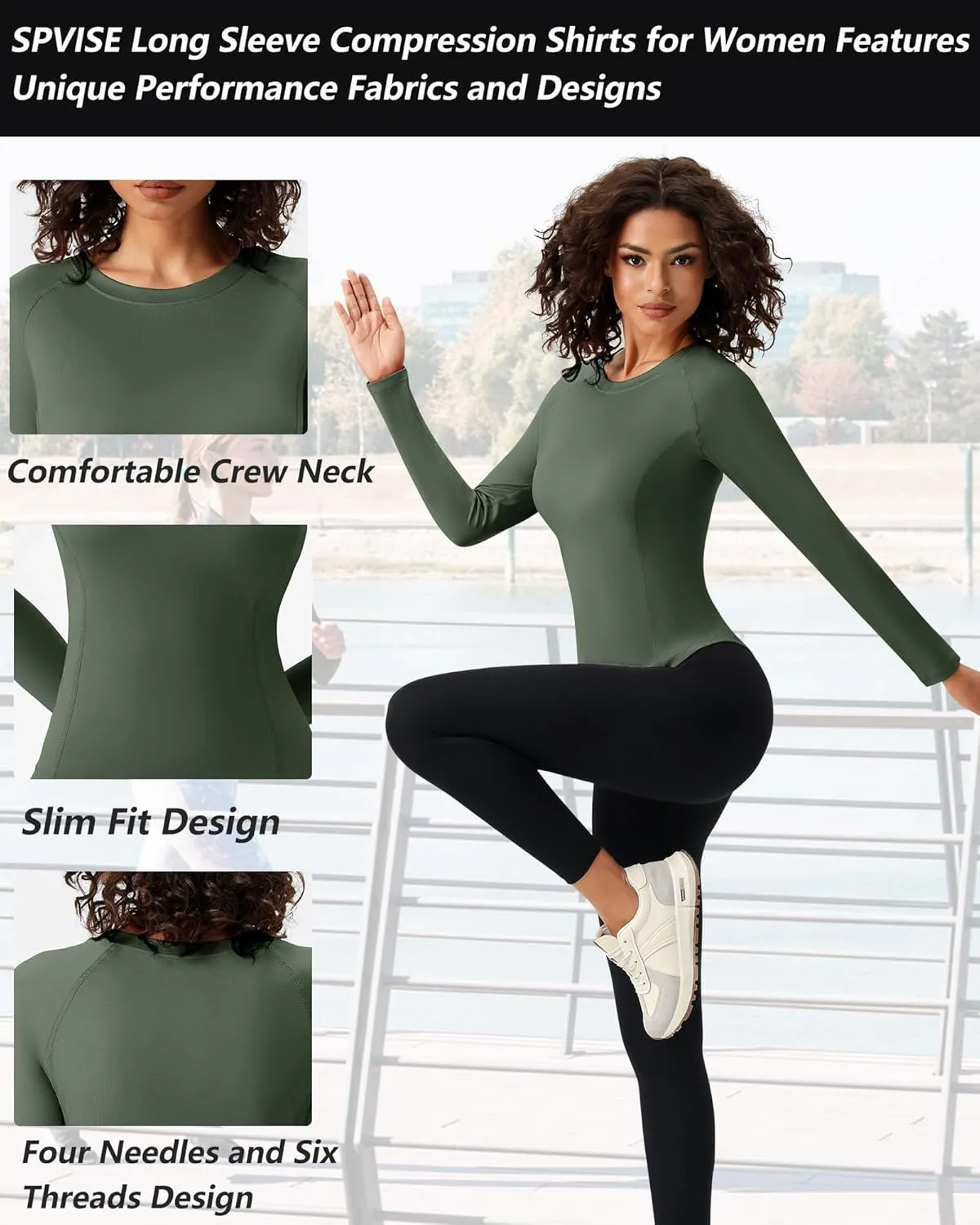 SPVISE Long Sleeve Compression Shirts for Women Quick Dry Breathable Workout Gym Tops Athletic Exercise Yoga Running T-Shirt
