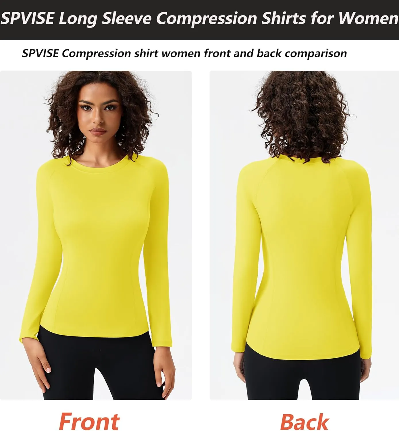 SPVISE Long Sleeve Compression Shirts for Women Quick Dry Breathable Workout Gym Tops Athletic Exercise Yoga Running T-Shirt
