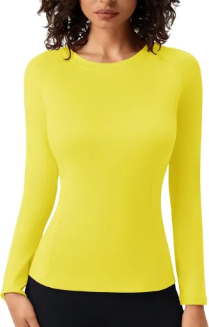 SPVISE Long Sleeve Compression Shirts for Women Quick Dry Breathable Workout Gym Tops Athletic Exercise Yoga Running T-Shirt