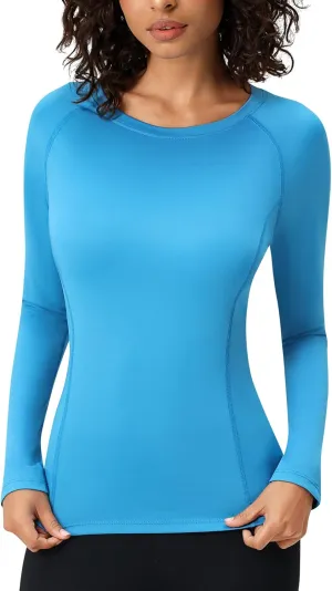 SPVISE Long Sleeve Compression Shirts for Women Quick Dry Breathable Workout Gym Tops Athletic Exercise Yoga Running T-Shirt