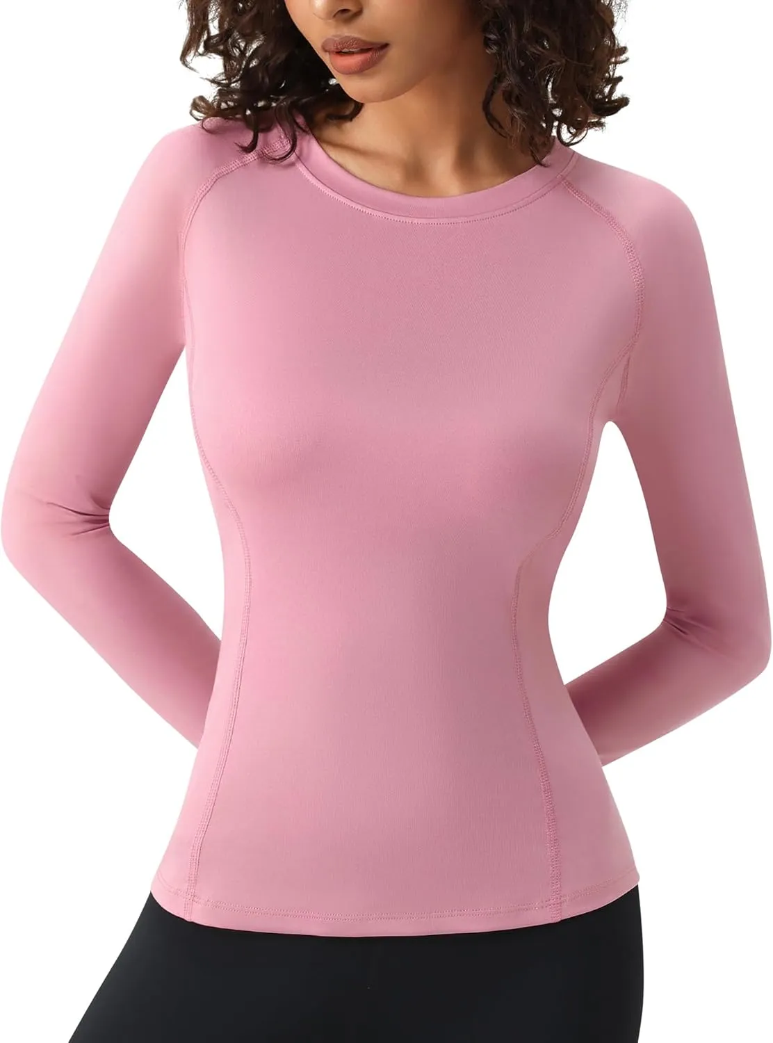 SPVISE Long Sleeve Compression Shirts for Women Quick Dry Breathable Workout Gym Tops Athletic Exercise Yoga Running T-Shirt