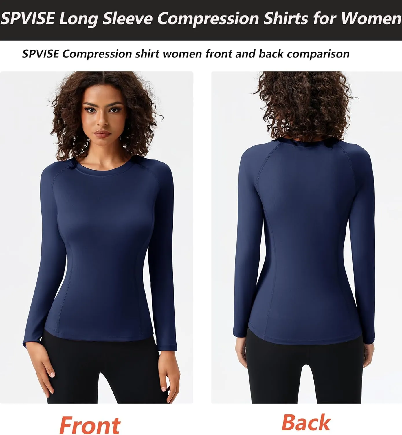 SPVISE Long Sleeve Compression Shirts for Women Quick Dry Breathable Workout Gym Tops Athletic Exercise Yoga Running T-Shirt