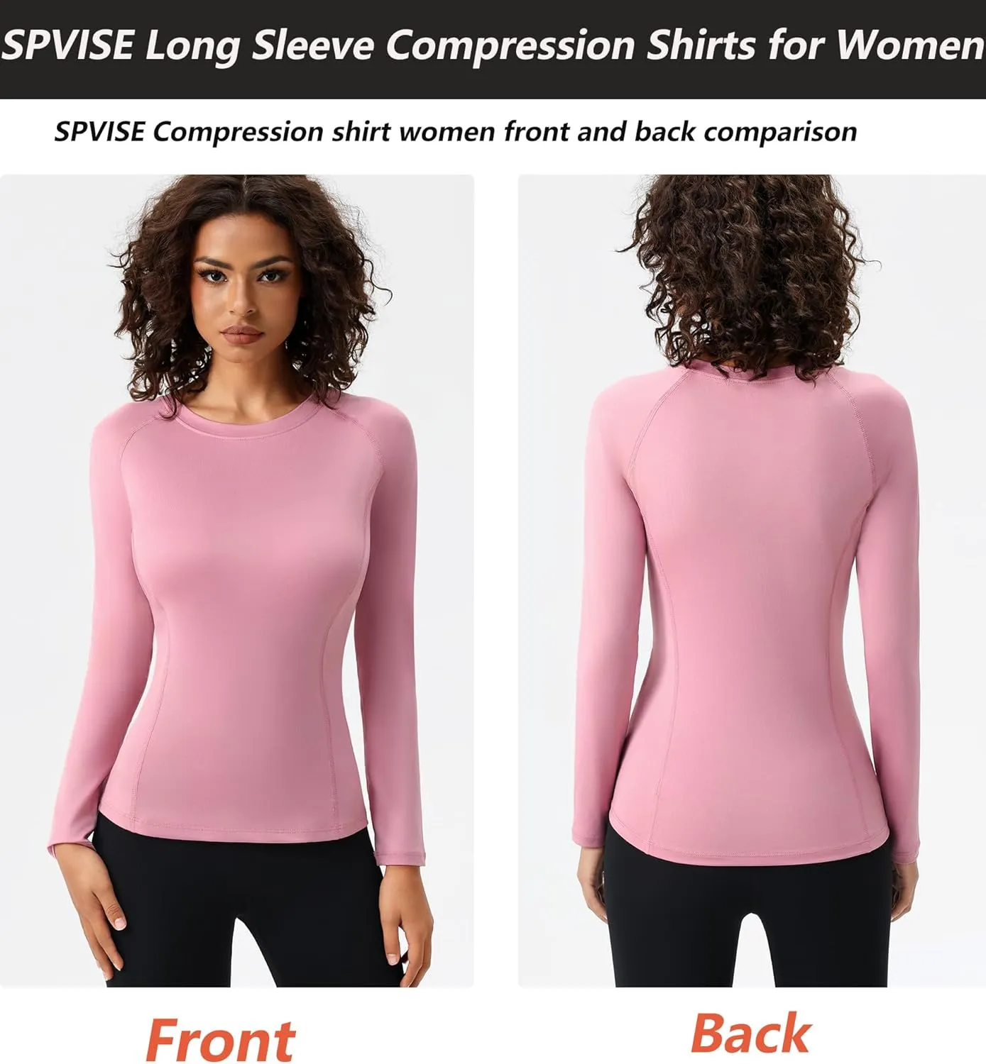 SPVISE Long Sleeve Compression Shirts for Women Quick Dry Breathable Workout Gym Tops Athletic Exercise Yoga Running T-Shirt