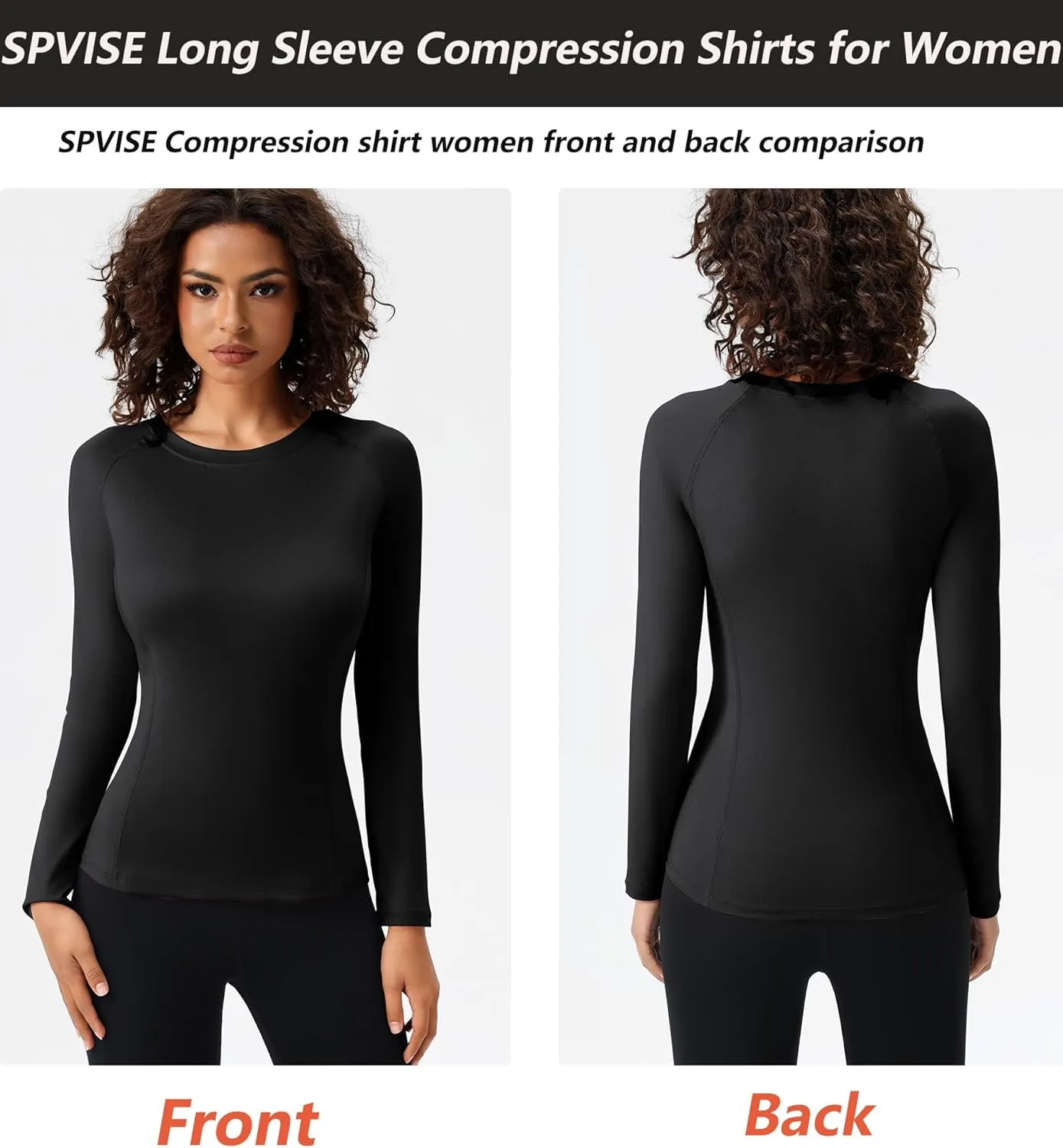 SPVISE Long Sleeve Compression Shirts for Women Quick Dry Breathable Workout Gym Tops Athletic Exercise Yoga Running T-Shirt