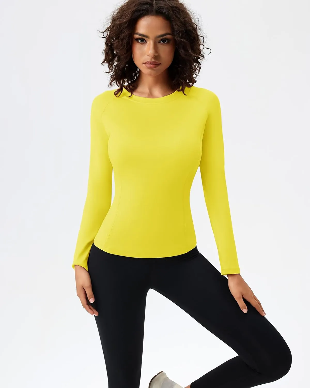 SPVISE Long Sleeve Compression Shirts for Women Quick Dry Breathable Workout Gym Tops Athletic Exercise Yoga Running T-Shirt