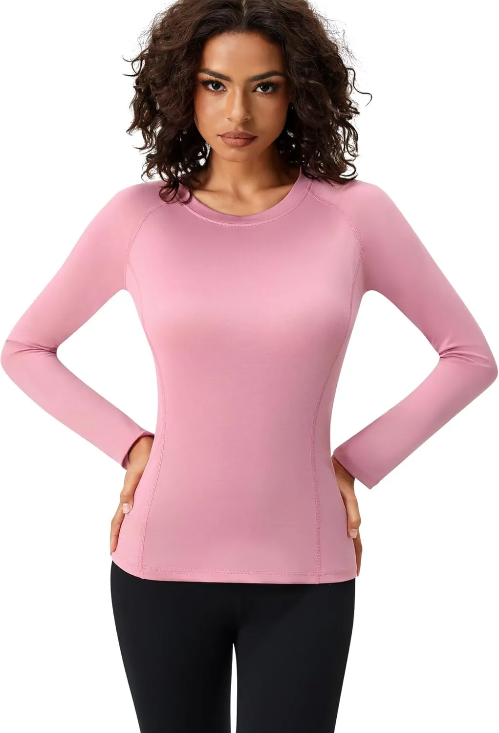 SPVISE Long Sleeve Compression Shirts for Women Quick Dry Breathable Workout Gym Tops Athletic Exercise Yoga Running T-Shirt