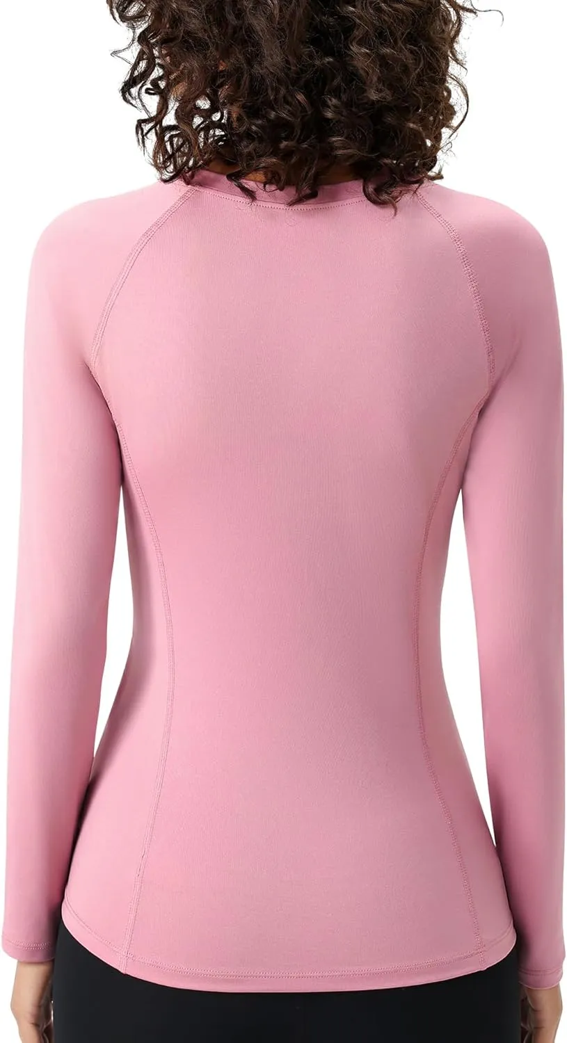 SPVISE Long Sleeve Compression Shirts for Women Quick Dry Breathable Workout Gym Tops Athletic Exercise Yoga Running T-Shirt