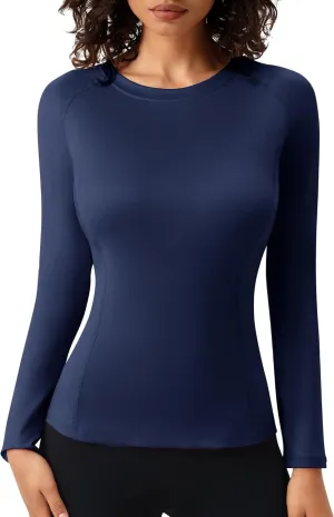 SPVISE Long Sleeve Compression Shirts for Women Quick Dry Breathable Workout Gym Tops Athletic Exercise Yoga Running T-Shirt