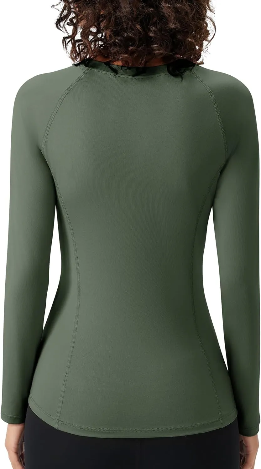 SPVISE Long Sleeve Compression Shirts for Women Quick Dry Breathable Workout Gym Tops Athletic Exercise Yoga Running T-Shirt