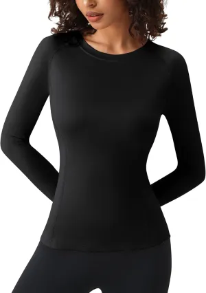 SPVISE Long Sleeve Compression Shirts for Women Quick Dry Breathable Workout Gym Tops Athletic Exercise Yoga Running T-Shirt