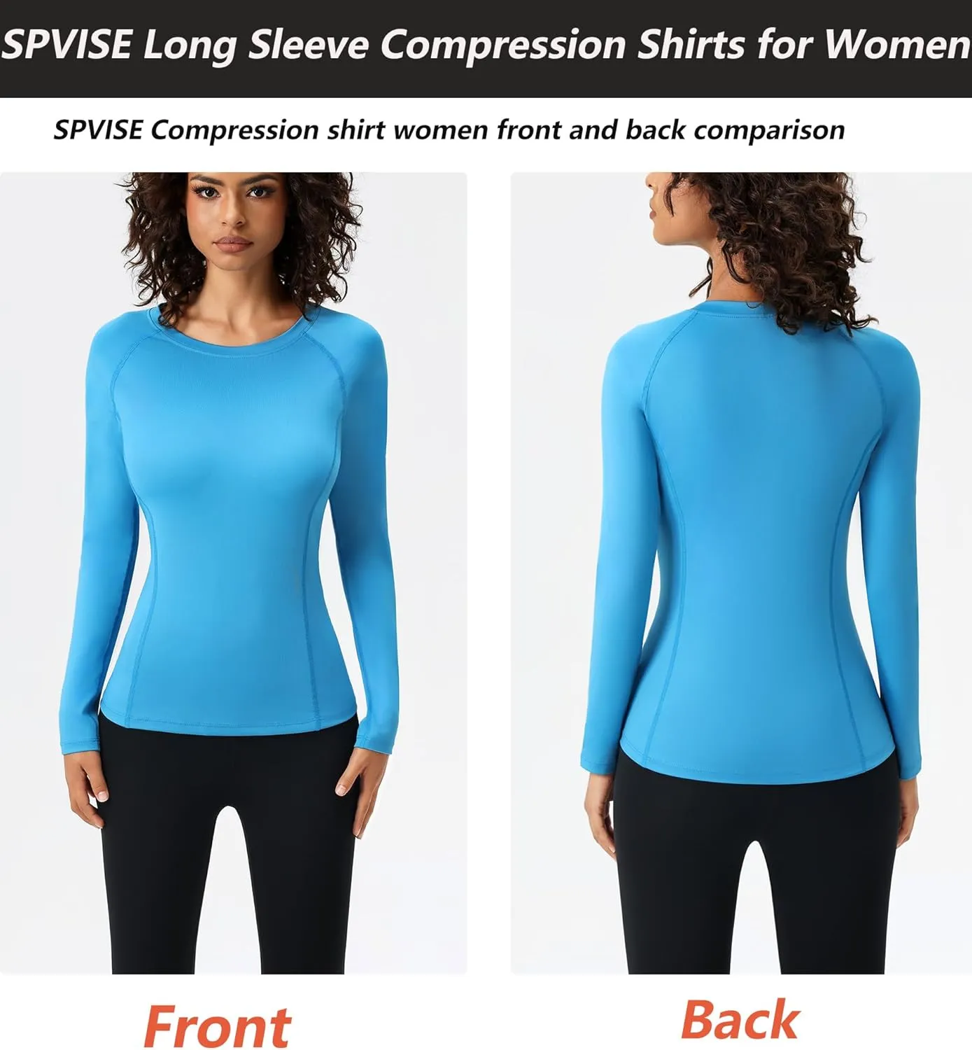 SPVISE Long Sleeve Compression Shirts for Women Quick Dry Breathable Workout Gym Tops Athletic Exercise Yoga Running T-Shirt