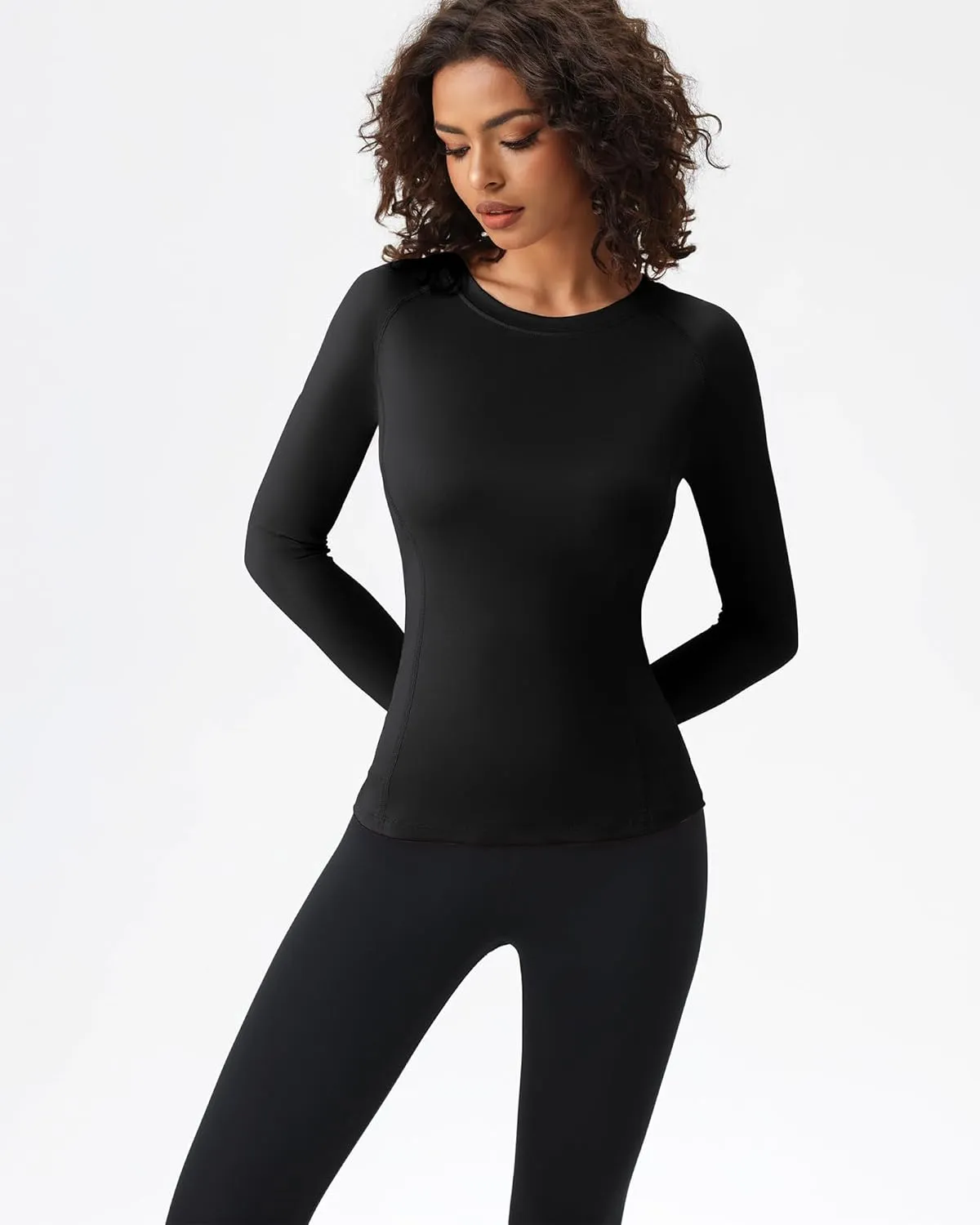 SPVISE Long Sleeve Compression Shirts for Women Quick Dry Breathable Workout Gym Tops Athletic Exercise Yoga Running T-Shirt