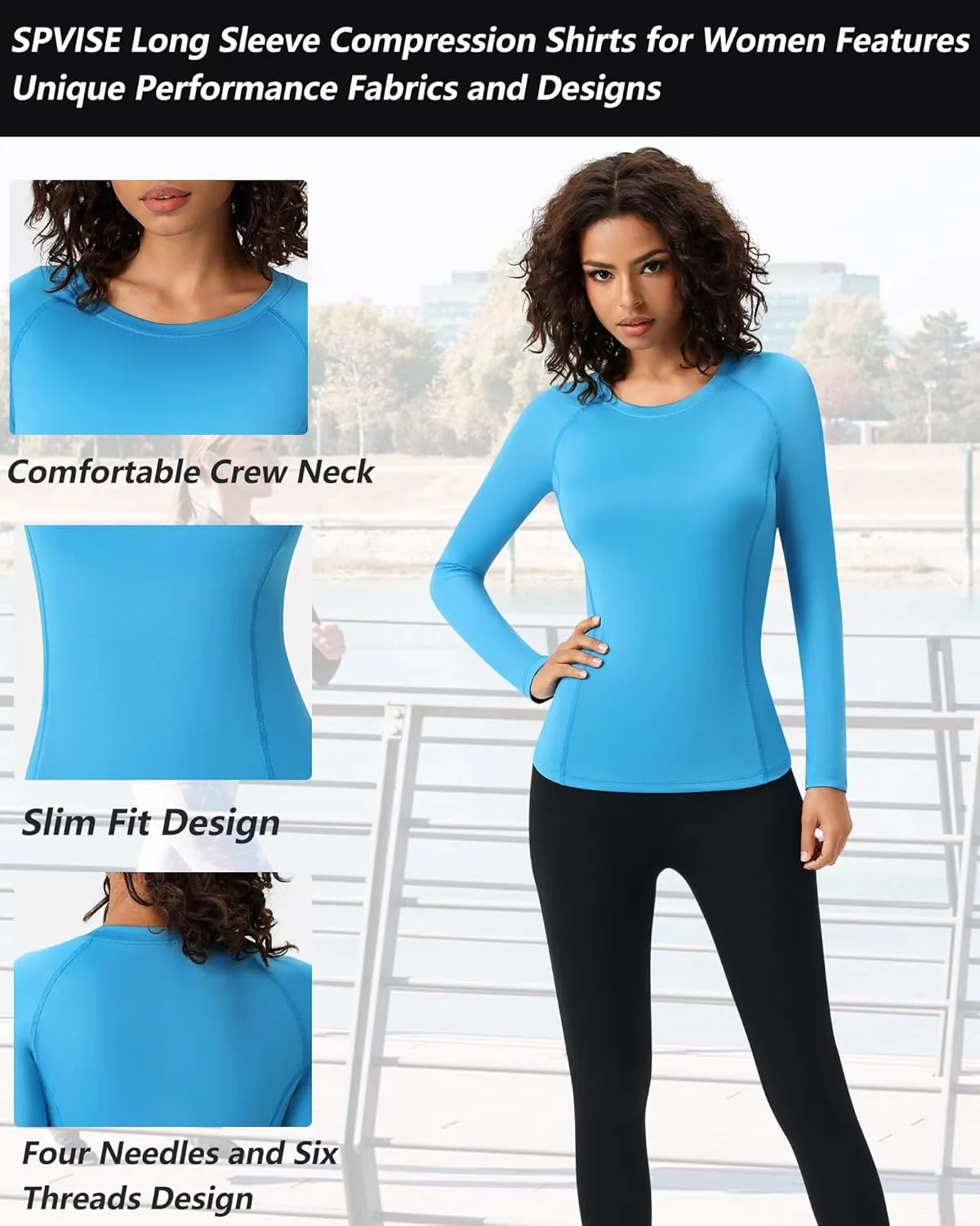 SPVISE Long Sleeve Compression Shirts for Women Quick Dry Breathable Workout Gym Tops Athletic Exercise Yoga Running T-Shirt