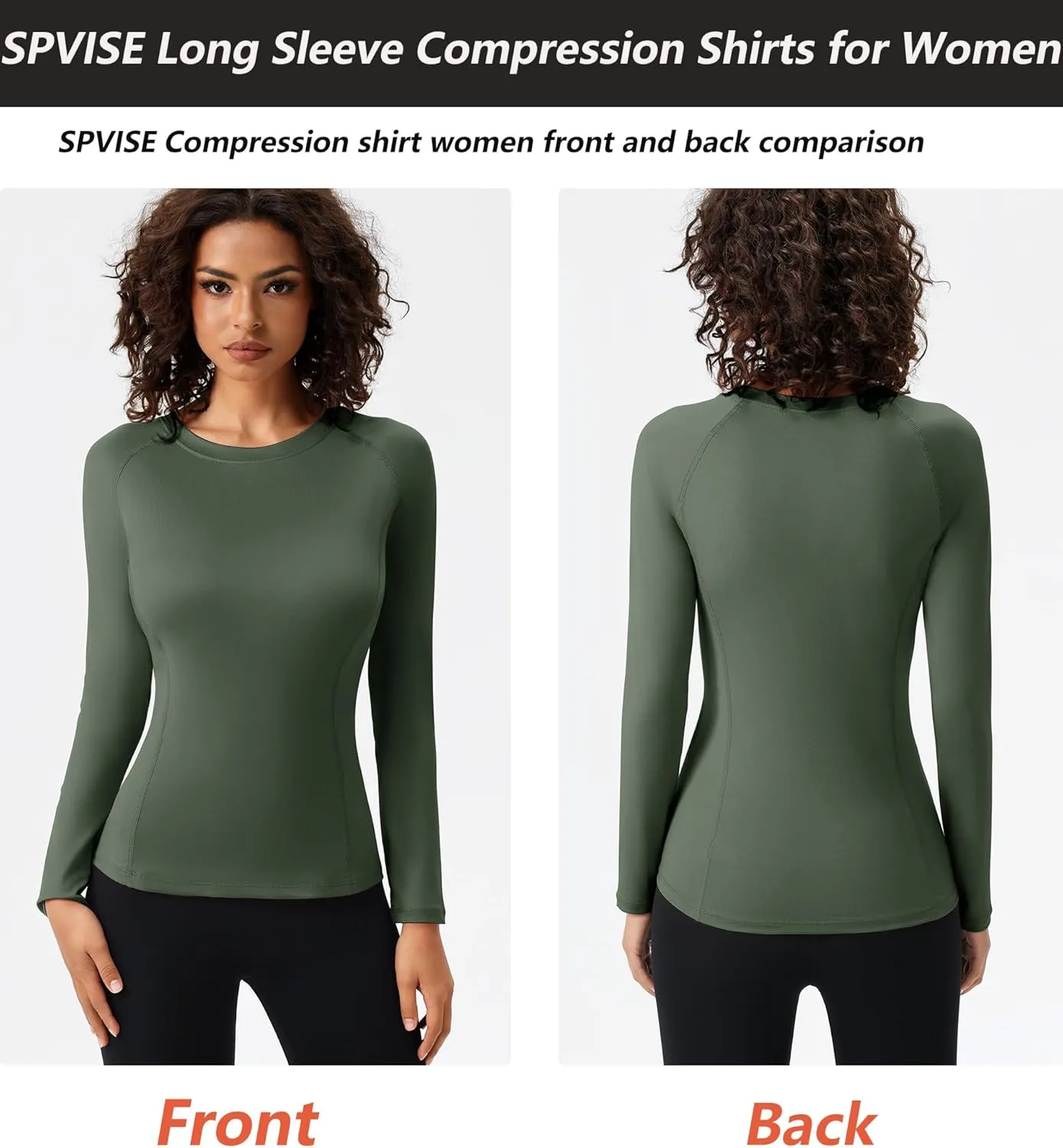 SPVISE Long Sleeve Compression Shirts for Women Quick Dry Breathable Workout Gym Tops Athletic Exercise Yoga Running T-Shirt