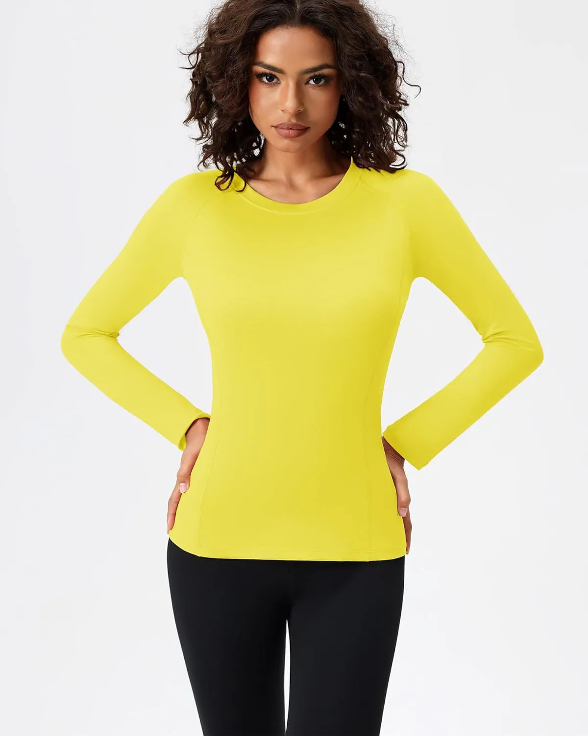 SPVISE Long Sleeve Compression Shirts for Women Quick Dry Breathable Workout Gym Tops Athletic Exercise Yoga Running T-Shirt