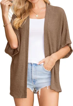 STYLEWORD Women's Summer Fashion Cardigan Lightweight Short Sleeve Beach Cover Up Kimonos