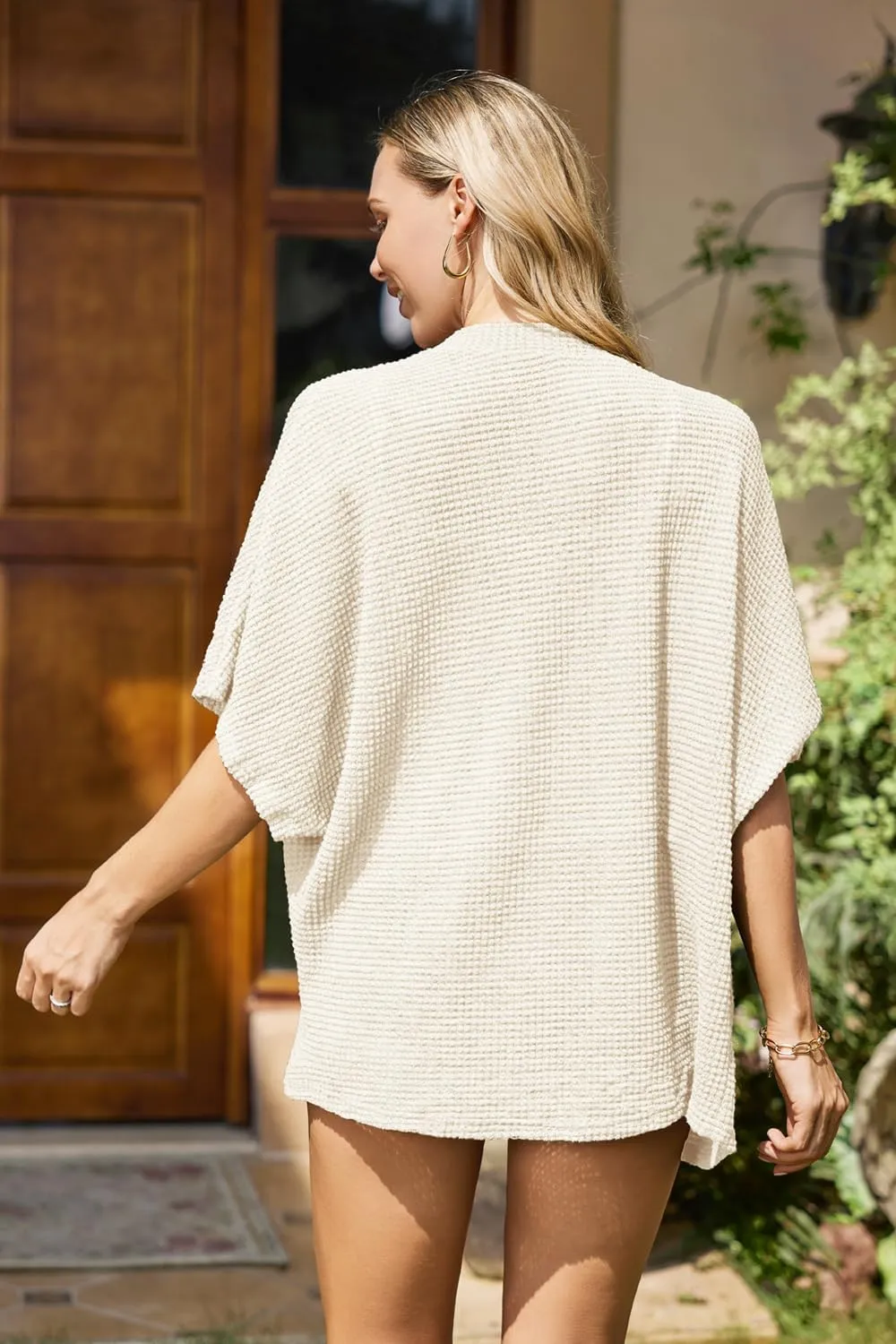 STYLEWORD Women's Summer Fashion Cardigan Lightweight Short Sleeve Beach Cover Up Kimonos