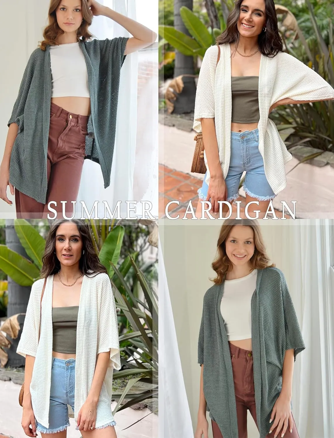 STYLEWORD Women's Summer Fashion Cardigan Lightweight Short Sleeve Beach Cover Up Kimonos
