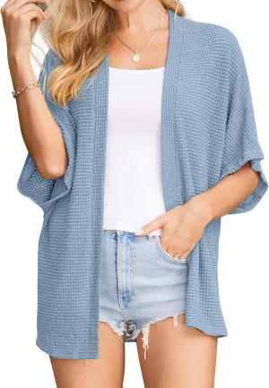 STYLEWORD Women's Summer Fashion Cardigan Lightweight Short Sleeve Beach Cover Up Kimonos