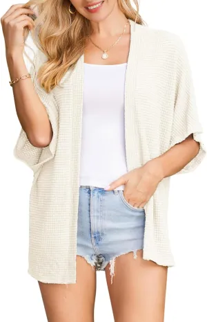 STYLEWORD Women's Summer Fashion Cardigan Lightweight Short Sleeve Beach Cover Up Kimonos