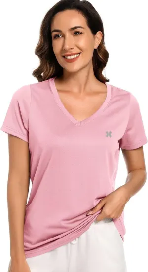Summer T Shirts for Women Athletic Running T-Shirt Top Quick Dry UV Protection Gym Breathable Short Sleeve Sport Hiking Tops
