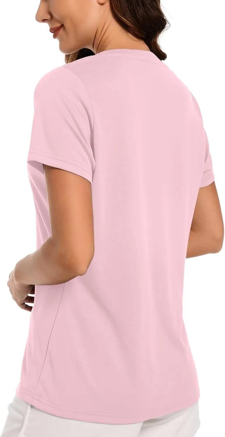 Summer T Shirts for Women Athletic Running T-Shirt Top Quick Dry UV Protection Gym Breathable Short Sleeve Sport Hiking Tops