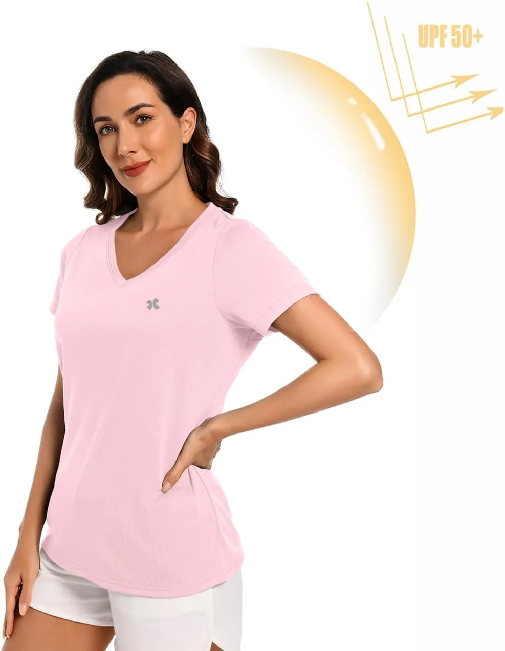Summer T Shirts for Women Athletic Running T-Shirt Top Quick Dry UV Protection Gym Breathable Short Sleeve Sport Hiking Tops