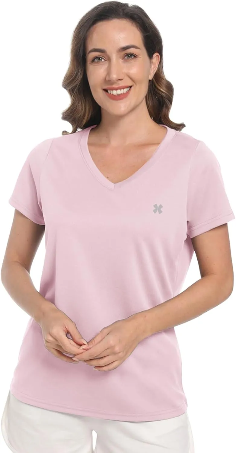 Summer T Shirts for Women Athletic Running T-Shirt Top Quick Dry UV Protection Gym Breathable Short Sleeve Sport Hiking Tops