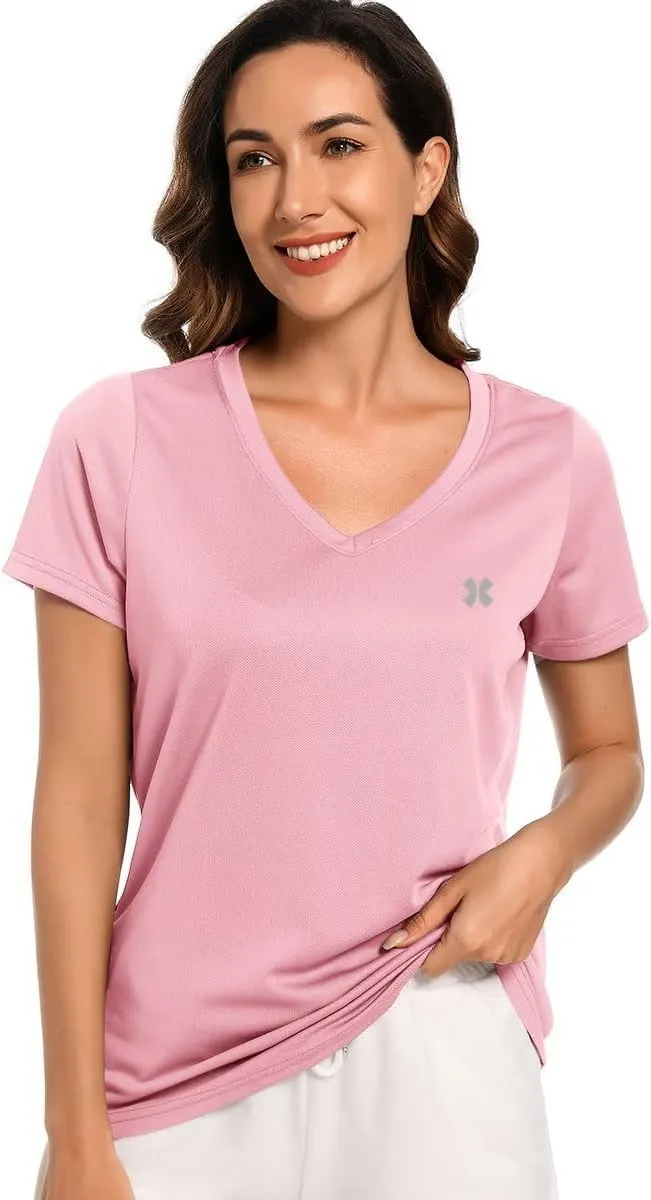 Summer T Shirts for Women Athletic Running T-Shirt Top Quick Dry UV Protection Gym Breathable Short Sleeve Sport Hiking Tops