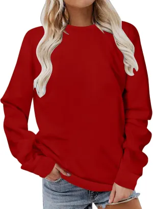 Sweatshirt for Women Long Sleeve Simple Solid Color Hoodies Sweatshirts Casual Loose Trendy Pullover