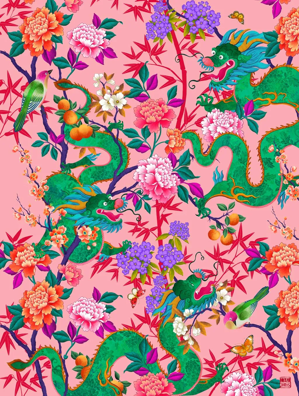 'The Garden of Good Fortune' Dragon Print *NEW*