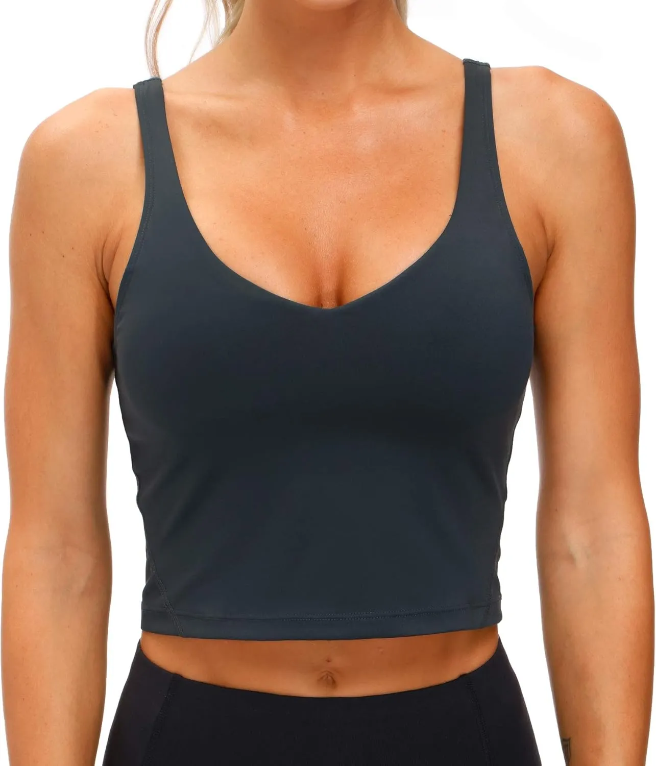 THE GYM PEOPLE Womens' Sports Bra Longline Wirefree Padded with Medium Support