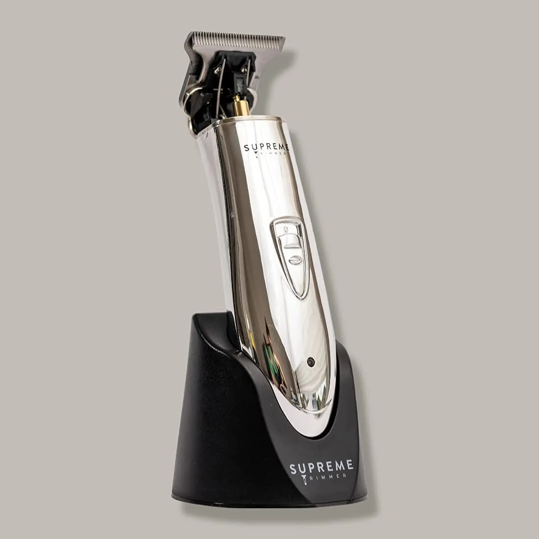 Trimmer for Men by SUPREME TRIMMER Professional Barber Hair Clipper Mustache Beard Groomer Cordless Travel Trimmer - ST5200 Silver T-Shaper Li