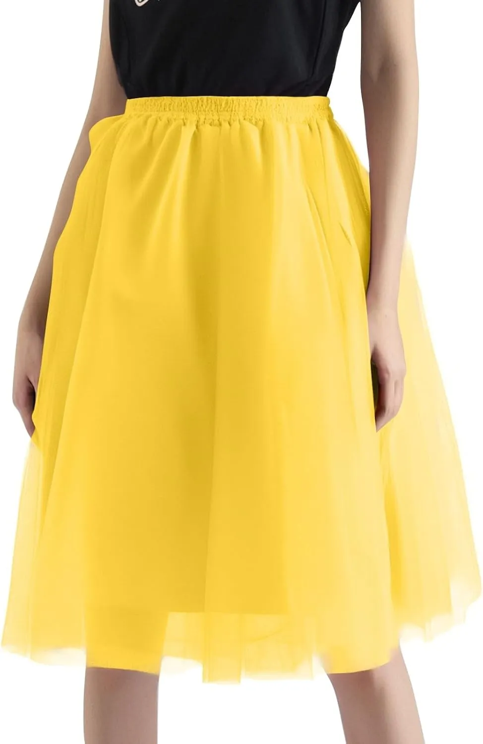 Tulle Skirts for Women Midi Skorts Elastic High Waisted Layered A Line Skirt Tutu Skirt for Prom Party