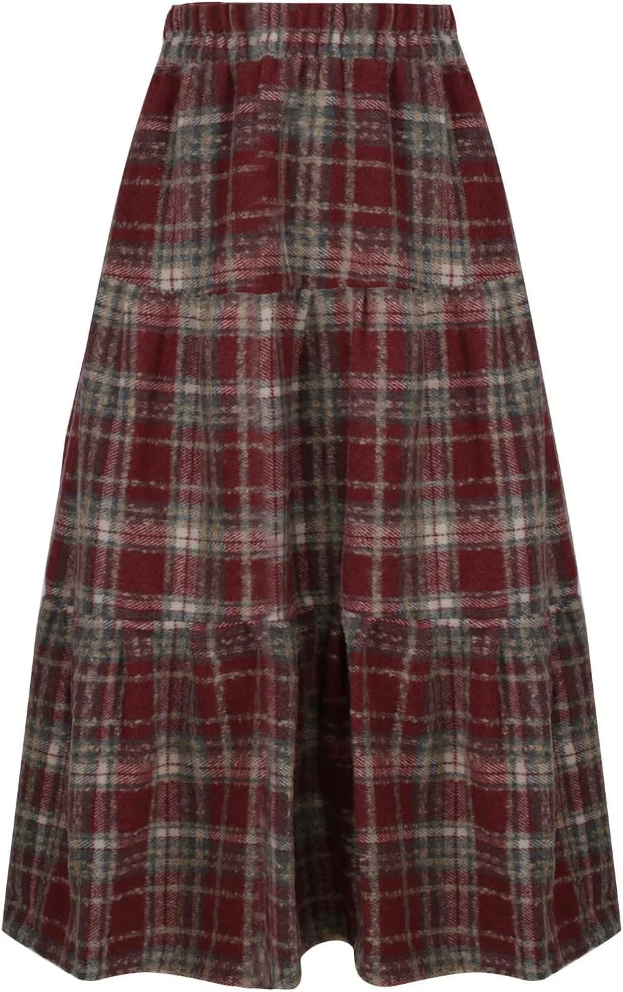 Tweed Skirts for Women Splicing Patchwork High Waisted Elastic Over Keen Length Skirt Plus Size Flowy Skirt Fashion