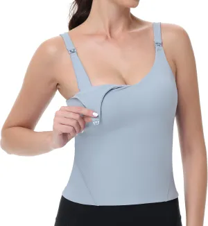 V VOCNI Nursing Tank Tops for Breastfeeding Workout Crop Top Longline Nursing Sport Bra Maternity Bras for Pregnancy