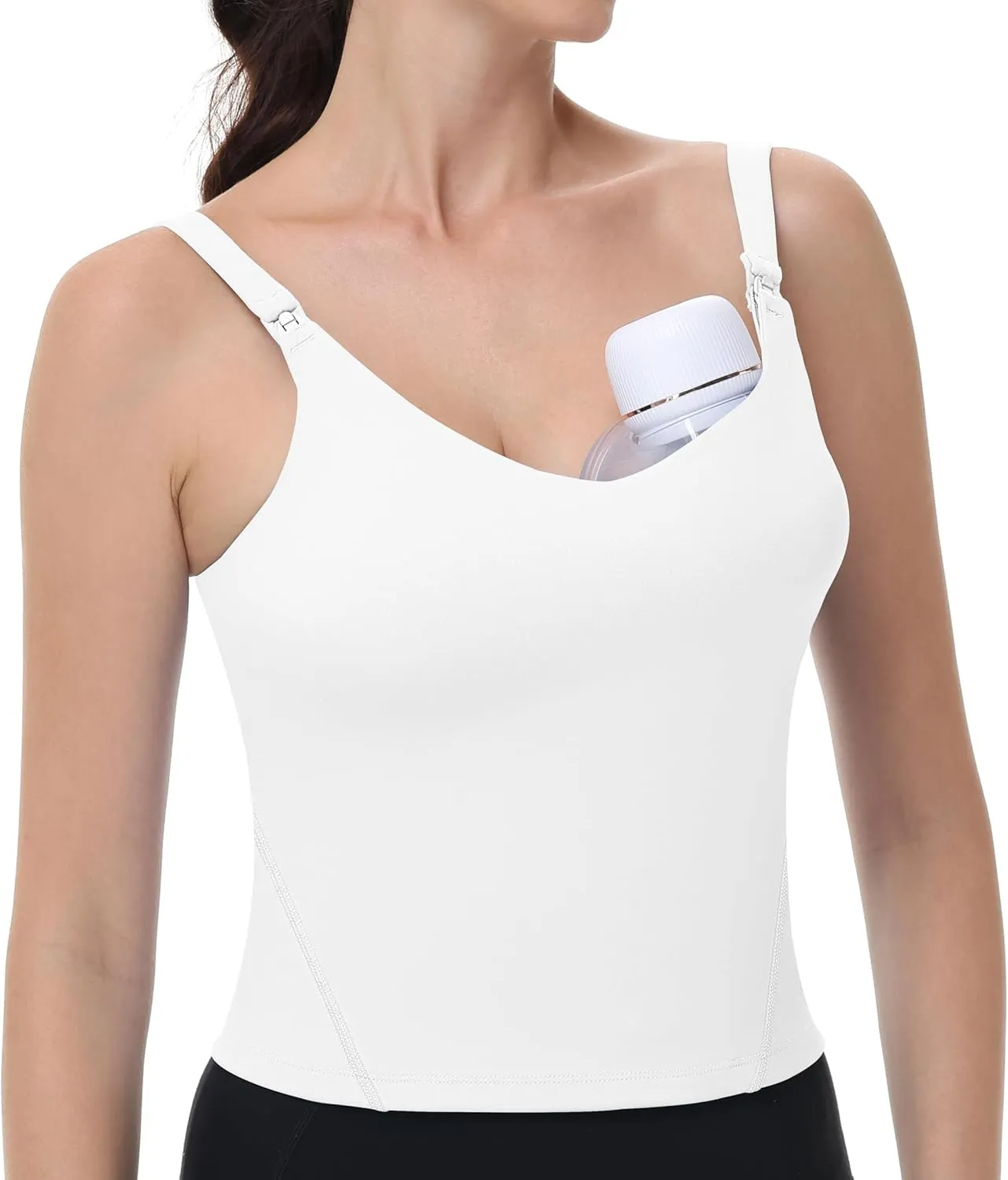 V VOCNI Nursing Tank Tops for Breastfeeding Workout Crop Top Longline Nursing Sport Bra Maternity Bras for Pregnancy