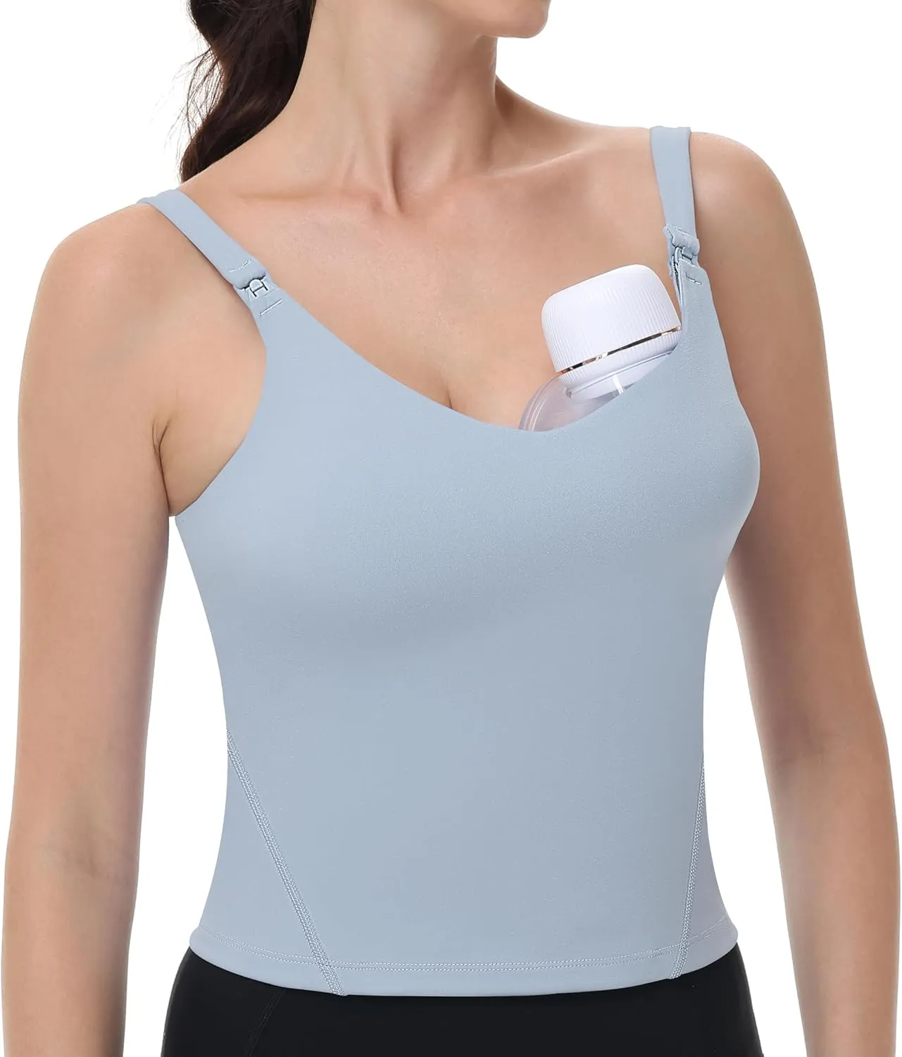 V VOCNI Nursing Tank Tops for Breastfeeding Workout Crop Top Longline Nursing Sport Bra Maternity Bras for Pregnancy