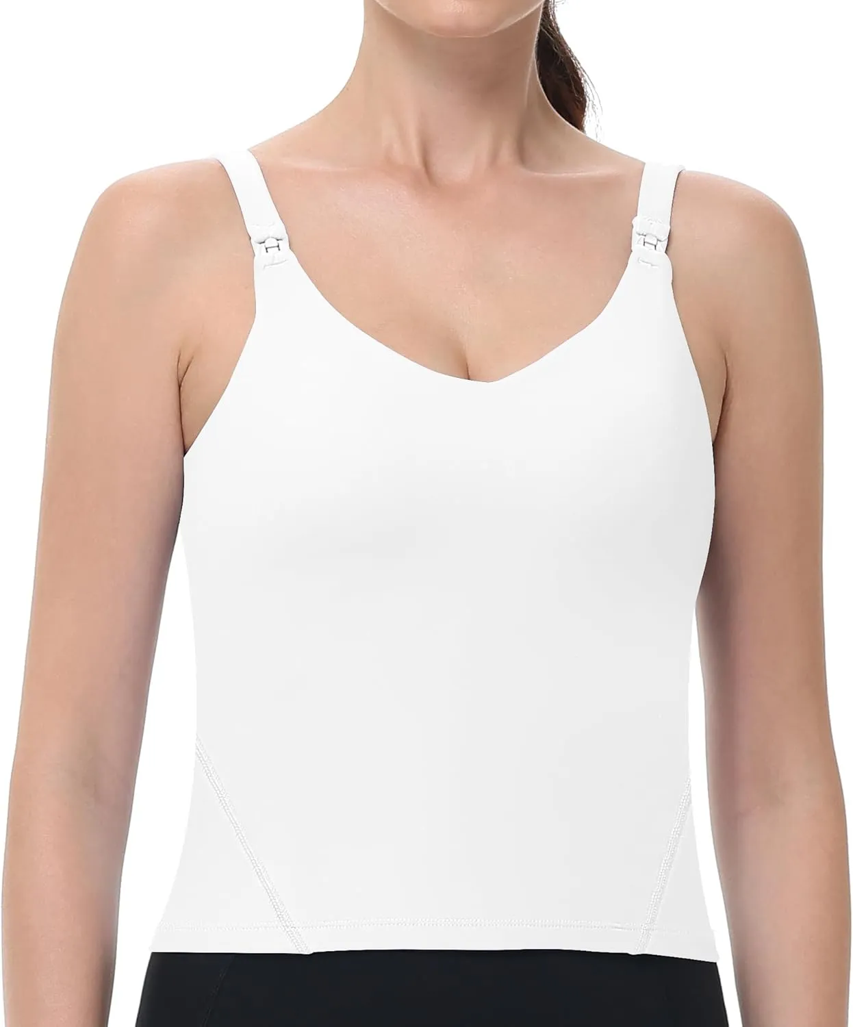 V VOCNI Nursing Tank Tops for Breastfeeding Workout Crop Top Longline Nursing Sport Bra Maternity Bras for Pregnancy
