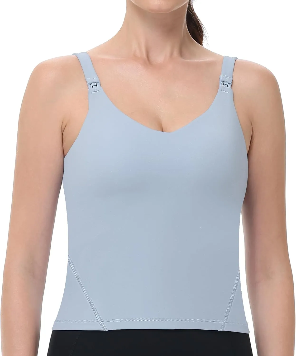 V VOCNI Nursing Tank Tops for Breastfeeding Workout Crop Top Longline Nursing Sport Bra Maternity Bras for Pregnancy