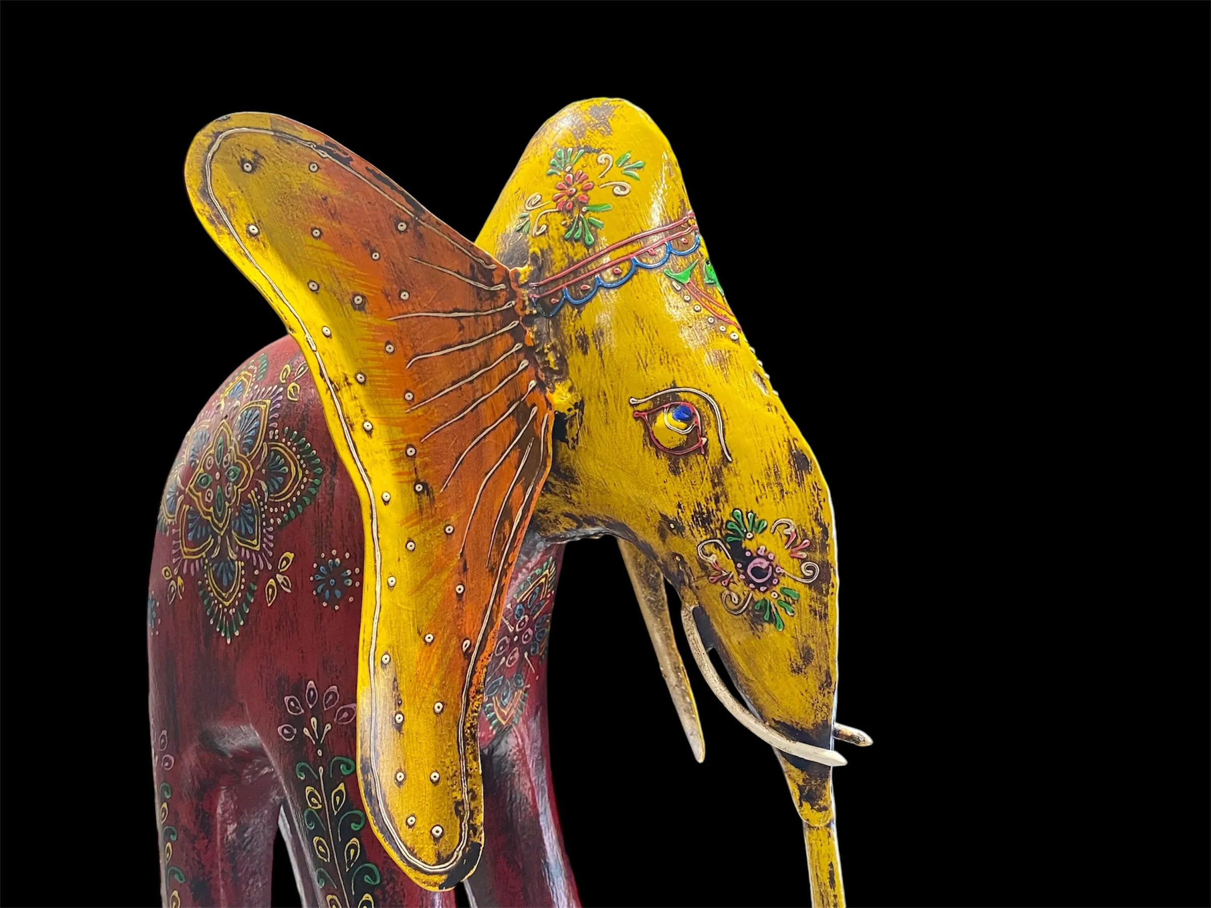 Very Large Painted Elephant Statue