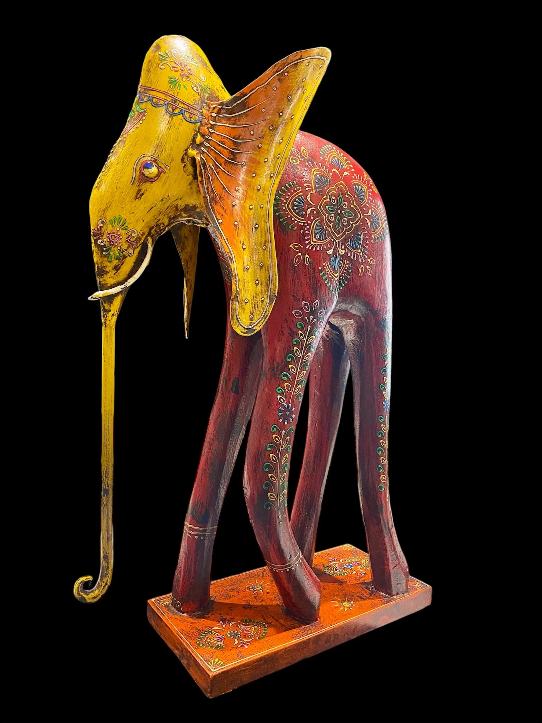 Very Large Painted Elephant Statue