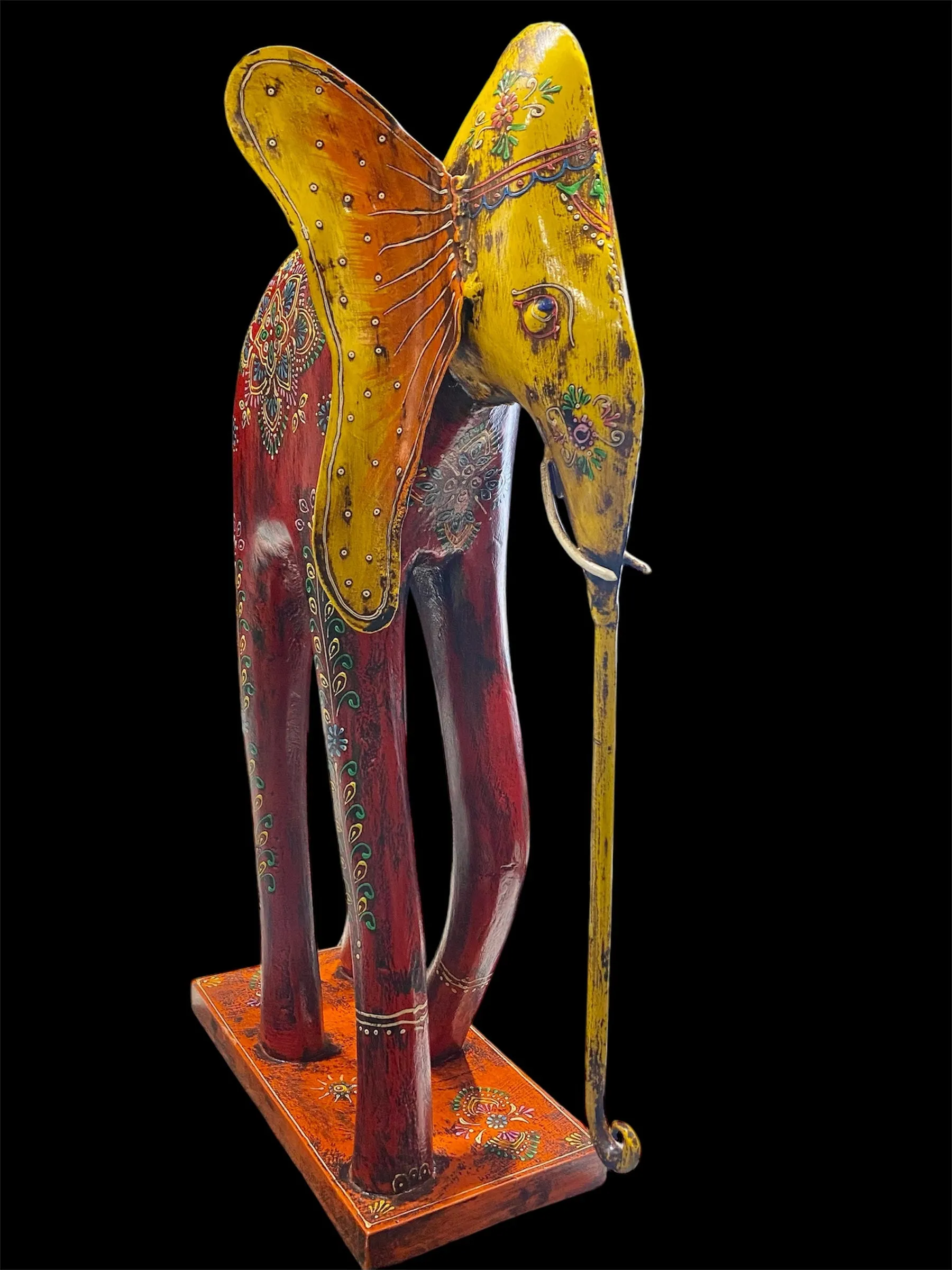 Very Large Painted Elephant Statue