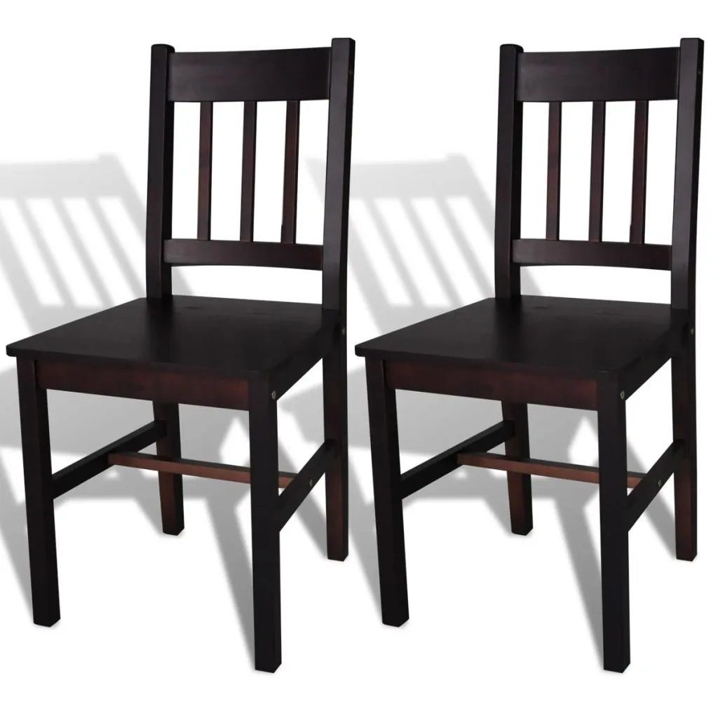 vidaXL Dining Chairs 2 pcs Brown Pinewood