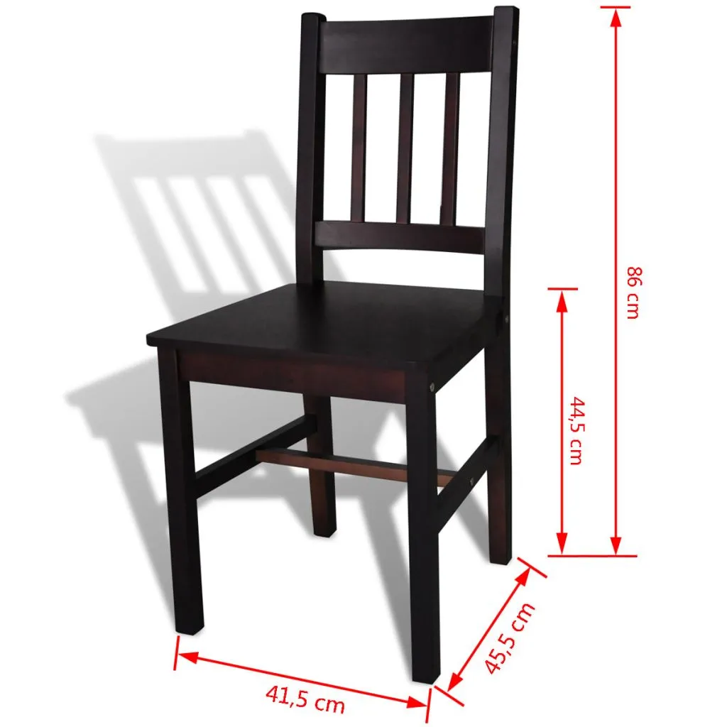 vidaXL Dining Chairs 2 pcs Brown Pinewood