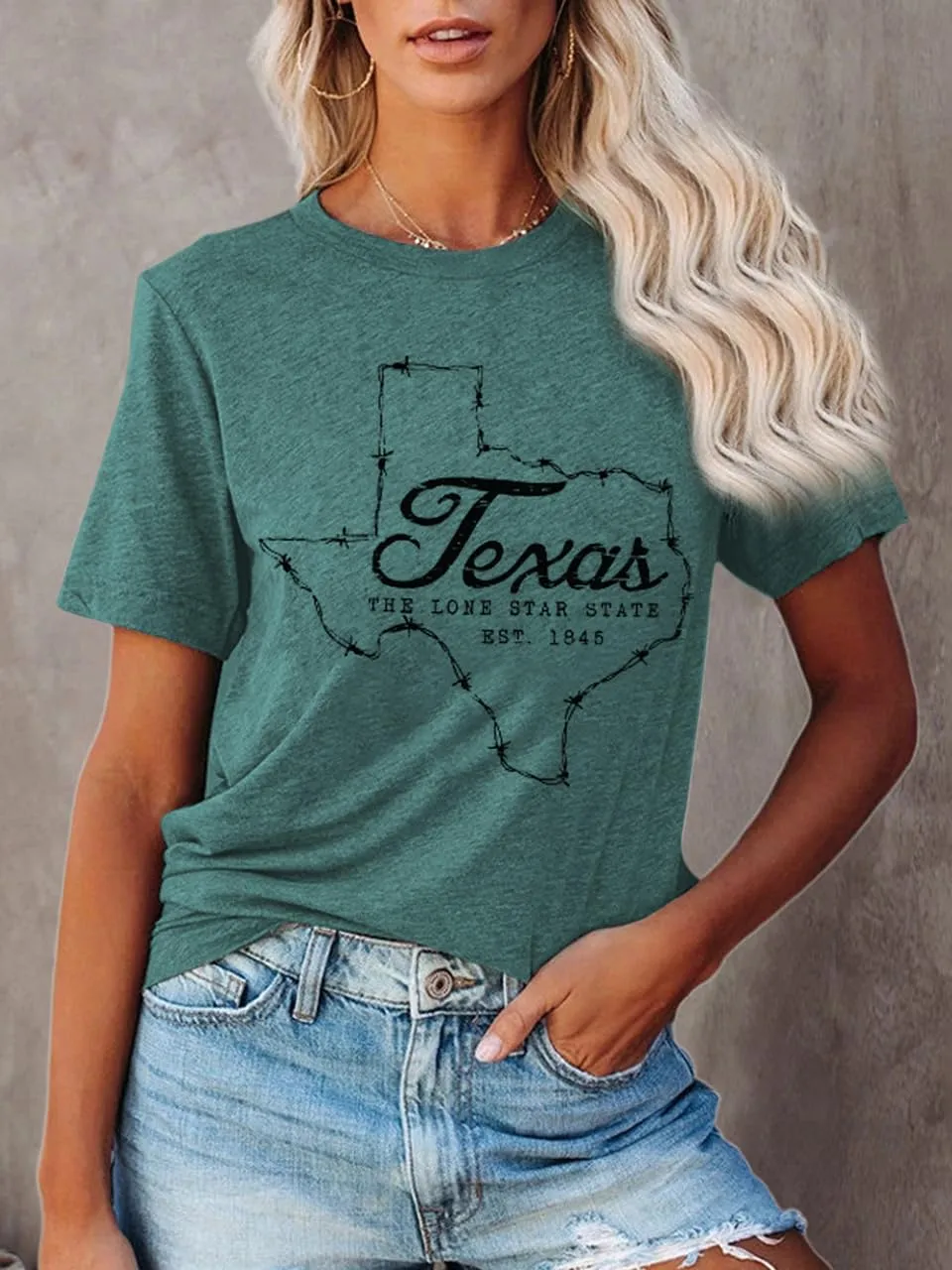Vintage Texas T Shirt 1845 Womens Summer Funny Casual Map Graphic Tees Short Sleeve Tops